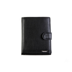 Фото мужское недорогое чёрное портмоне для автодокументов с отделениями для пластиковых карт и мелочи Cosсet B171-07A из искусственной кожи в подарочной коробке