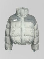 Куртка комбинированная с джинсой на молнии с надписью сзади