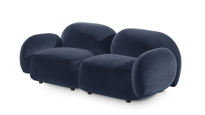 Диван Мальдивы двухсекционный Andria Delta 45 172*82*73 см, Синий Велюр Антивандал Нераскладной Фиеста
