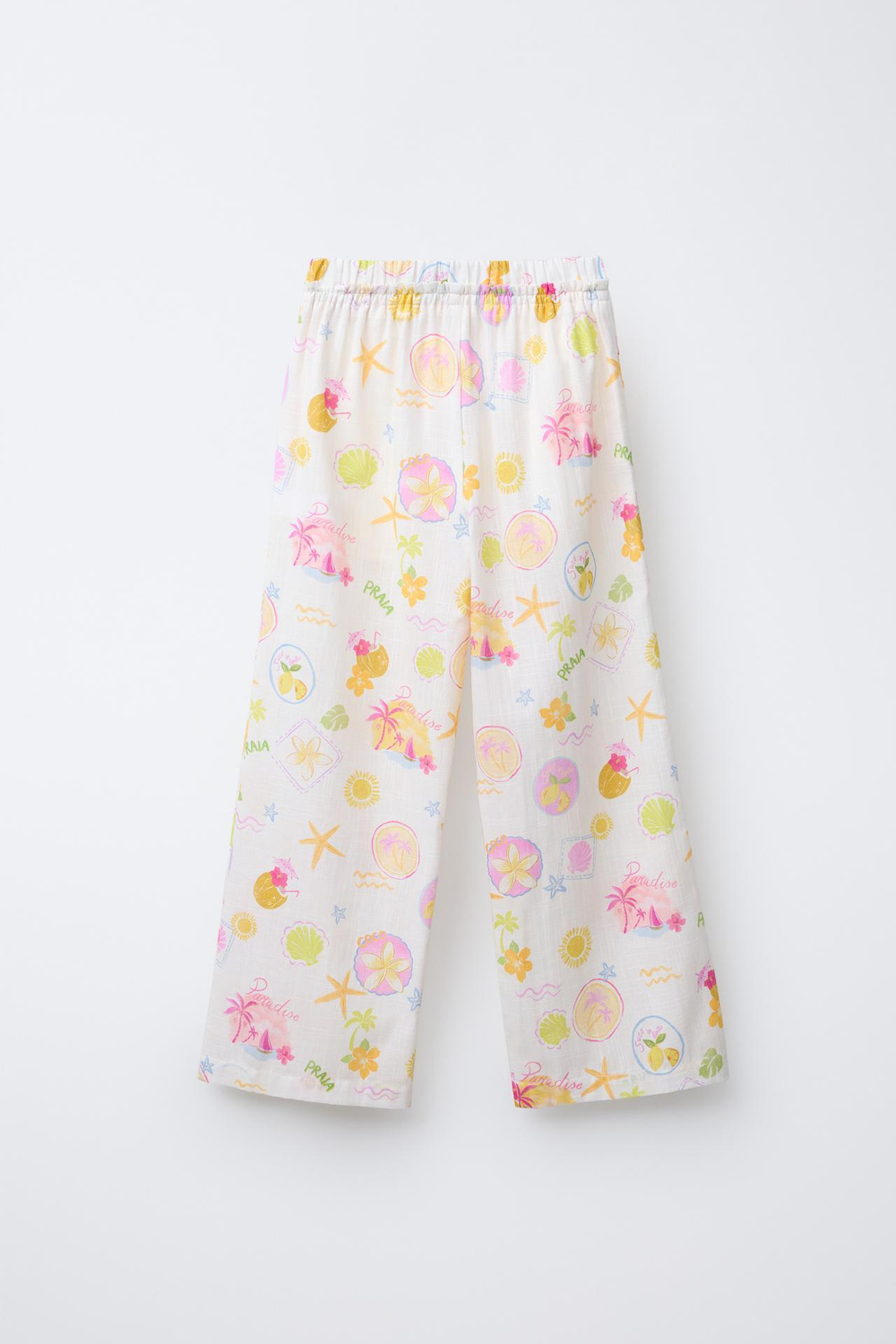 ZARA БРЮКИ ПРЯМОГО КРОЯ С ПРИНТОМ, ЭКРЮ