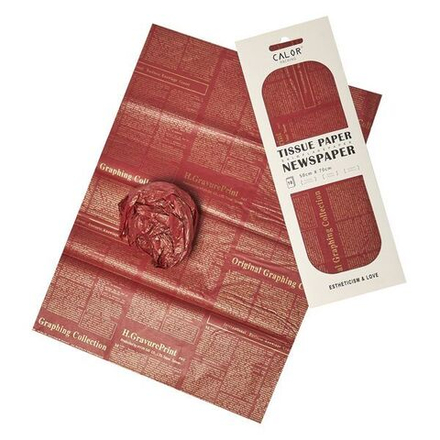 Упаковочная бумага, Тишью 20гр. (0,5*0,7 м) Газета, Красный, 10 шт.