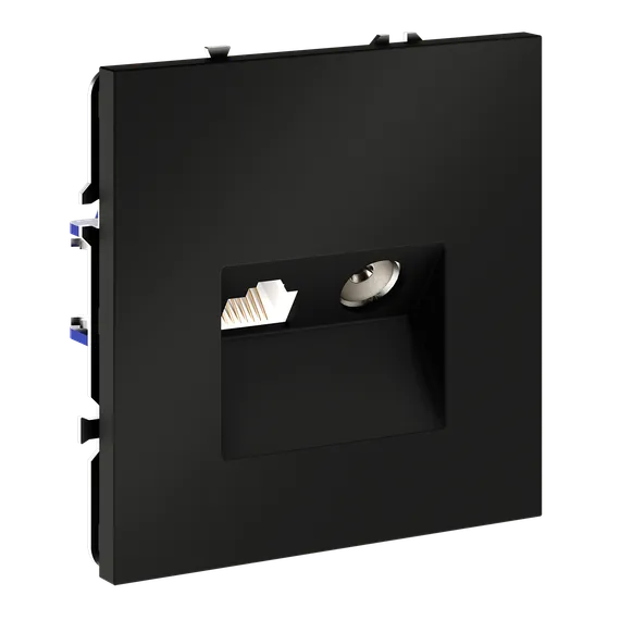 Розетка телевизионная встраиваемая VOLTUM S70 TV+RJ45 кат. 6, (черный матовый) vls060708