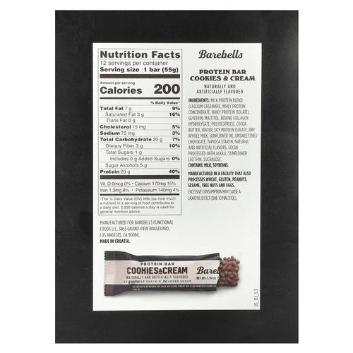 Barebells, Протеиновый батончик, печенье и крем, 12 батончиков, 55 г (1,94 унции)