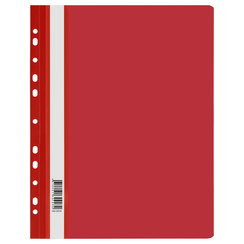 Папка-скоросшиватель с перфорацией А4, 120мкм, красная с прозр. верхом