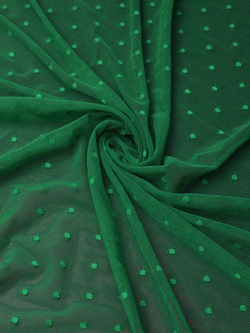 Сетка эластичная зелёная в горошек 5 мм метражом