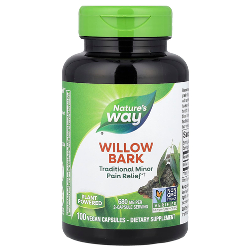 Nature's Way, кора ивы, 100 веганских капсул (340 мг в 1 капсуле)