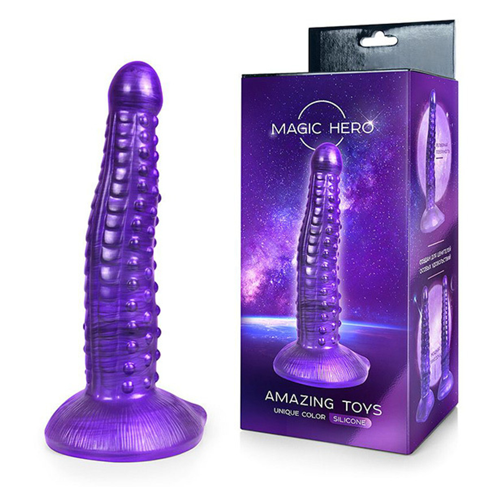 Фиолетовый фантазийный фаллоимитатор 25см с пупырышками Bior Toys Magic Hero MH-13003