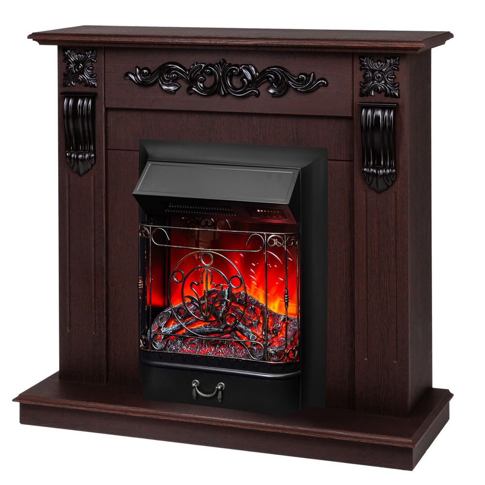 Электрокамин RealFlame Dominica DN орех с очагом Majestic Lux Black RC