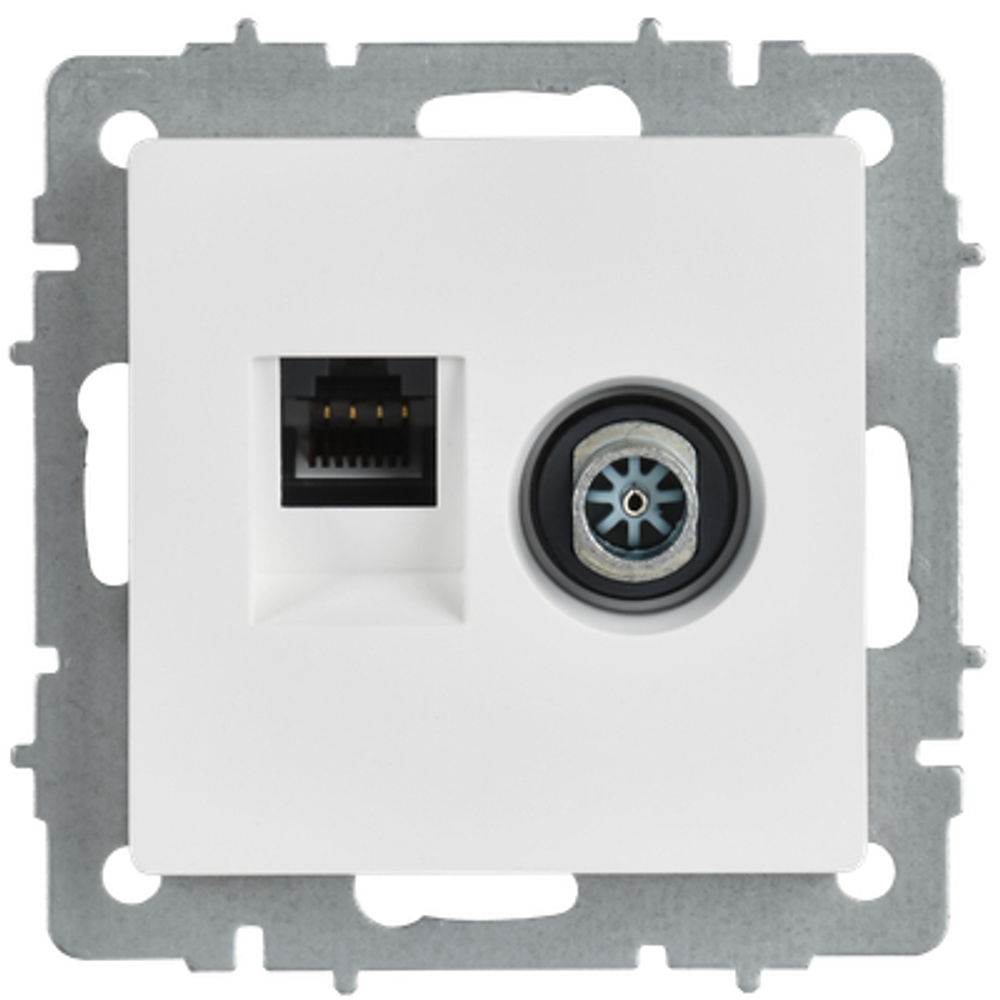 BRITE Розетка двойная TV+RJ45 кат.5E РТВ/РК12-БрАБ арктический белый IEK
