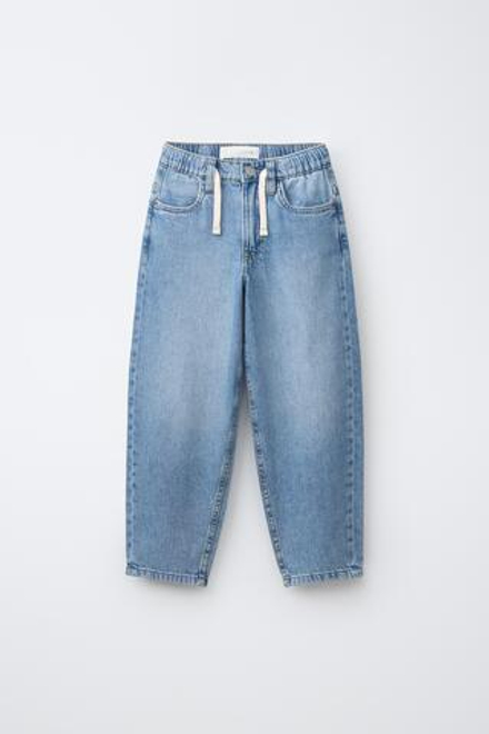 ZARA ДЖИНСЫ BAGGY BALLOON НА ШНУРКЕ, СИНИЙ
