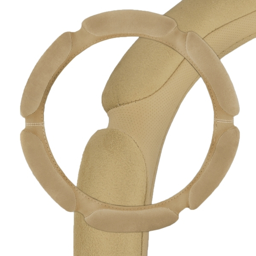 Оплетка руля M 37-38 см спонж (6 подушек) бежевая (SKYWAY)