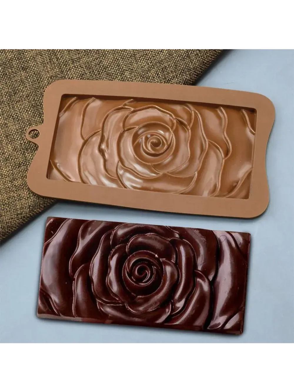 Силиконовая форма для шоколада "Плитка роза"