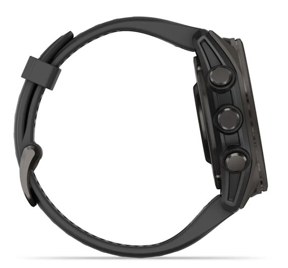 Умные часы Garmin Fenix 8, 43 мм, AMOLED, Sapphire Carbon Gray DLC Titanium with black/pebble gray silicone band