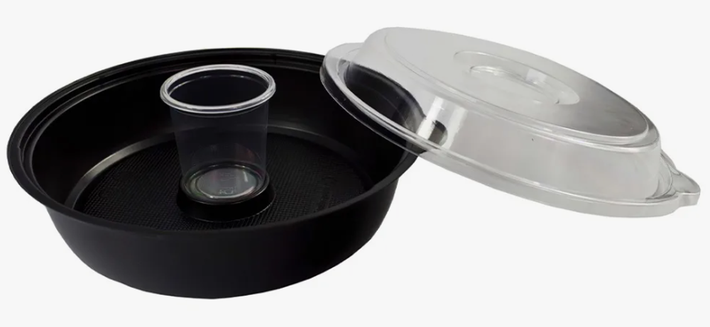 Контейнер КД-106 черн 850мл ДНО+КРЫШКА+Соусник (100/400)