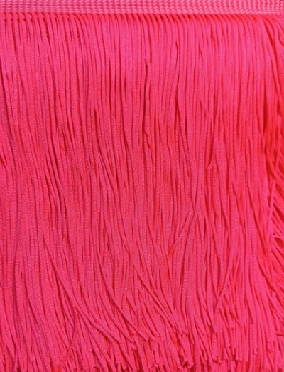Тесьма текстиль бахрома, 15 см, розовый неон