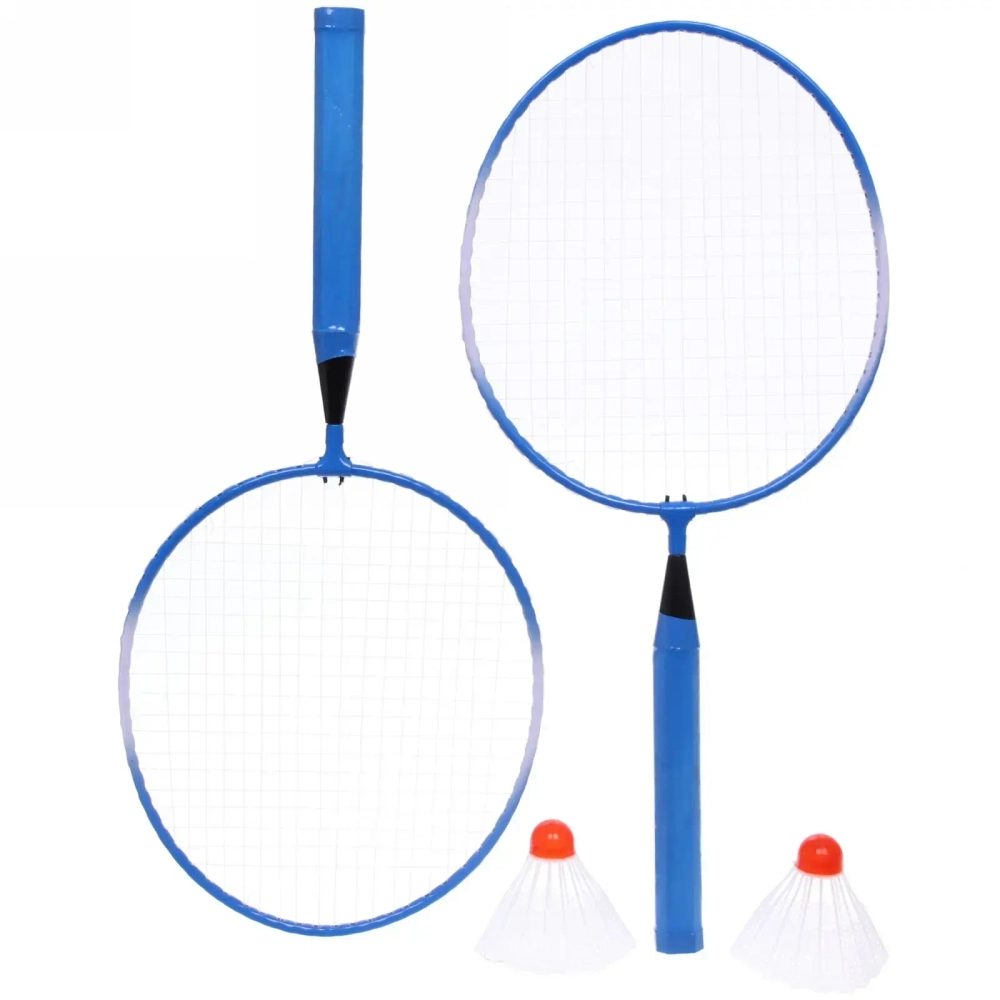 Бадминтон в наборе S-200, 4 предмета: 2 металлические ракетки 43 см, 2 волана (синий)