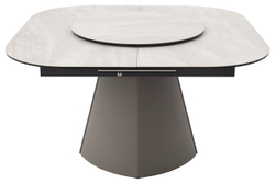 Стол RUBEN 132 TL-109 Серый мрамор, испанская керамика, стекло / Латте, ®DISAUR