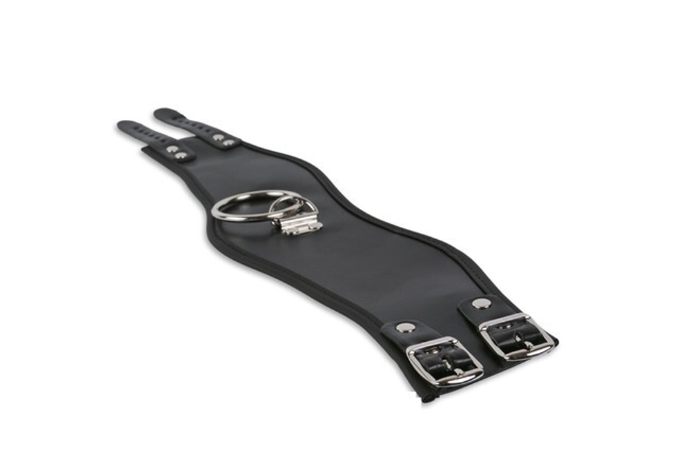 Широкий анатомический ошейник с кольцом для поводка (Цвет: черный)