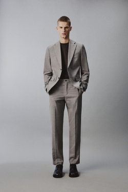 ZARA КОСТЮМНЫЕ БРЮКИ REGULAR FIT ИЗ РЕЛЬЕФНОЙ ТКАНИ, БЕЖЕВЫЙ
