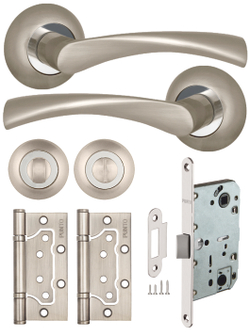 Дверная ручка с защелкой фиксатором и петлями