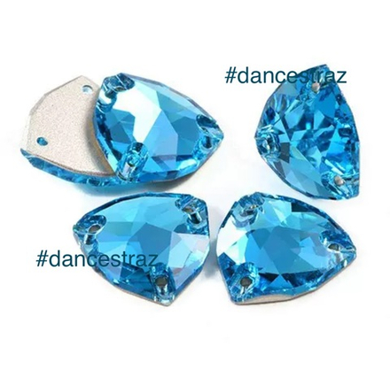 Стразы пришивные, Fat Triangle, Aquamarine, T202, 16mm, (18 ea/pkg), 5A+best, (F2)