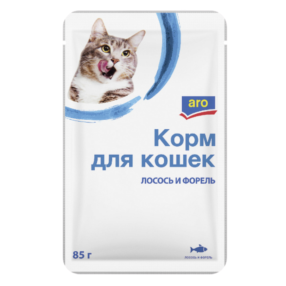 Влажный корм ARO для кошек лосось и форель 85 гр