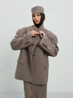 Юбка макси с разрезом спереди, Коричневая