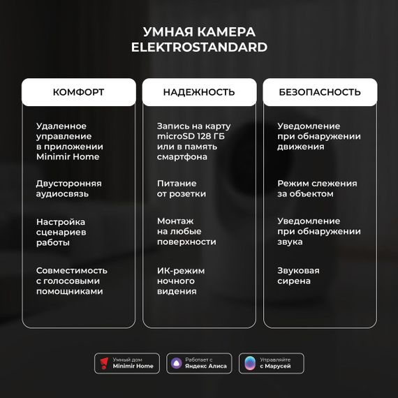 Умная видеокамера белая IP20 Elektrostandard 76500/00 a069149