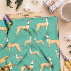 Ткань премиум бифлекс охотничьи псы на зеленом