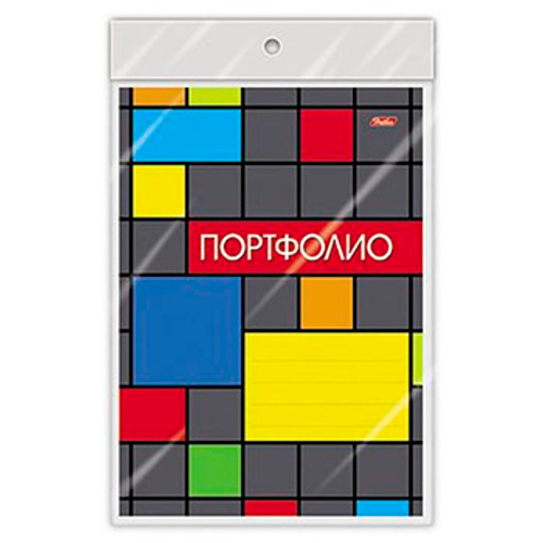 Набор вкладышей (16шт.) А4 для портфолио школьника "Яркая графика", картон с европодвесом