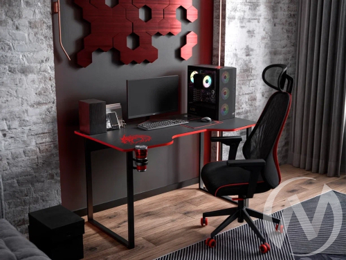 Компьютерный стол КЛ №9.4 (черный/красный)