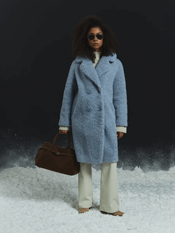 Шуба чебурашка тедди, голубая, Северина