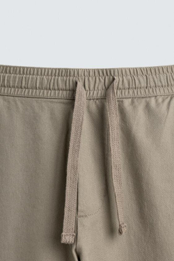 ZARA БРЮКИ RELAXED FIT ИЗ СМЕСИ ХЛОПКА, ЗЕЛЕНЫЙ