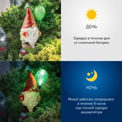 Светильник уличный ЭРА ERASF22-08 садовый на солнечной батарее полистоун Гном Мухомор с шариком 30 см | Садовые декоративные светильники