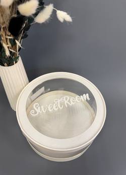 Коробка для тортов и пр шляпная с прозр стенками и окном d=20 h=10 белая