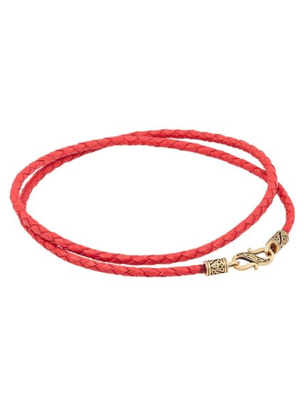 Гайтан кожаный красный 3 мм из бронзы, вид в сложенном виде сзади