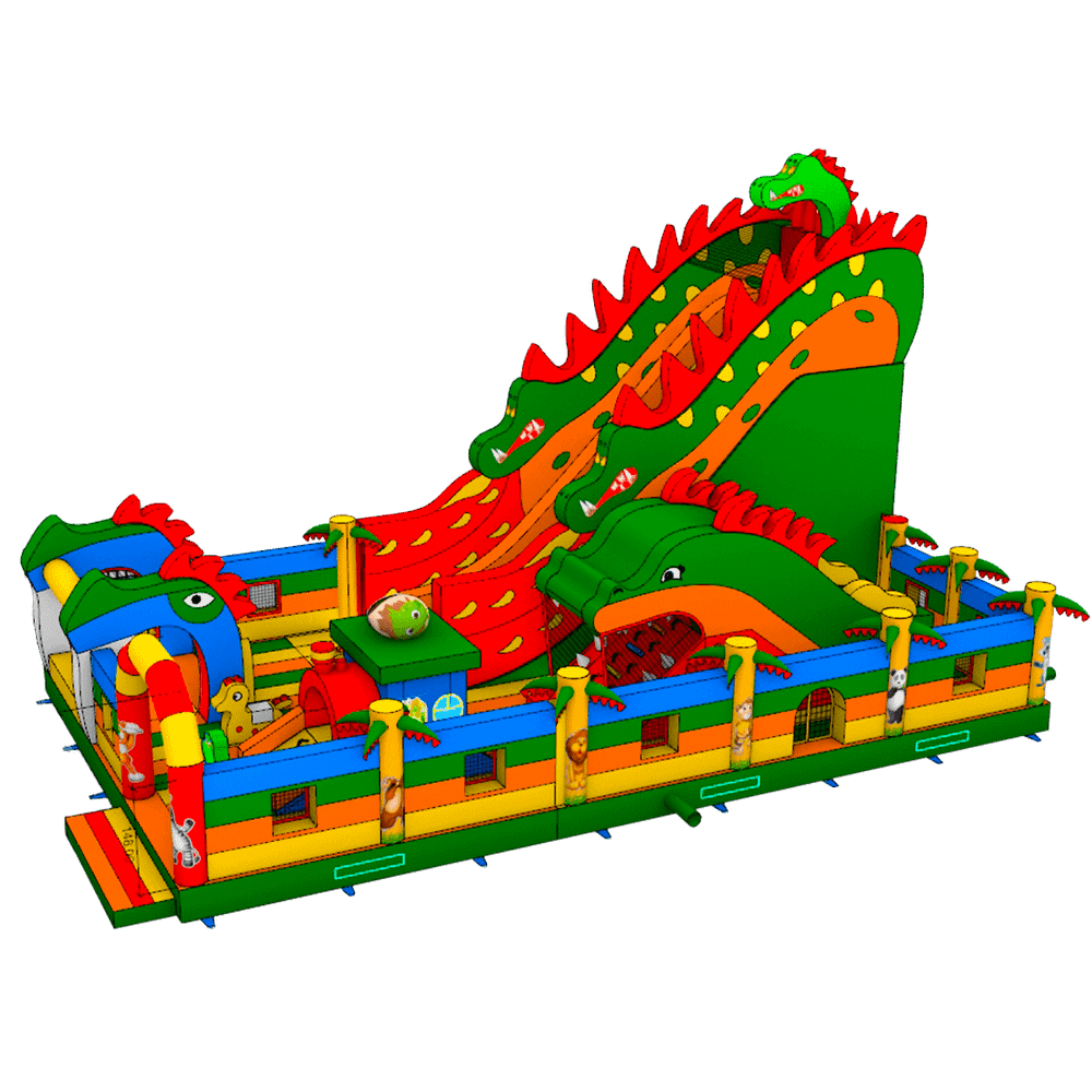 Коммерческий надувной батут «Змей Горыныч» с механизированной головой 13*8*7 м