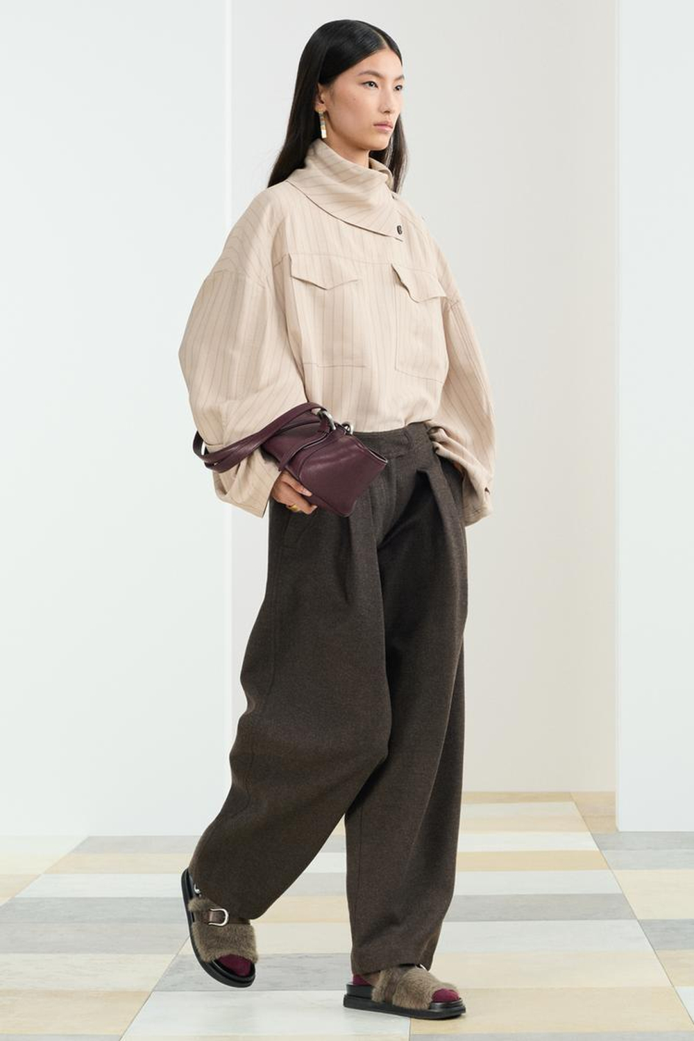 ZARA РУБАШКА С ДЛИННЫМИ РУКАВАМИ, БЕЖЕВЫЙ