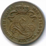 1 сантим 1894 год. Бельгия (Альберт I). Надпись на голландском - DER BELGEN. Медь, диаметр 16.5 мм. VF-XF