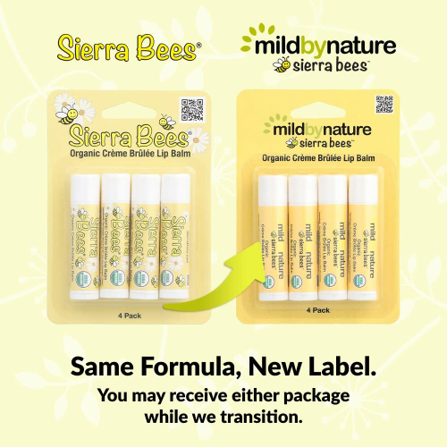 Mild By Nature, Sierra Bees™, органические бальзамы для губ, крем-брюле, 4 в упаковке, 4,25 г (0,15 унции)