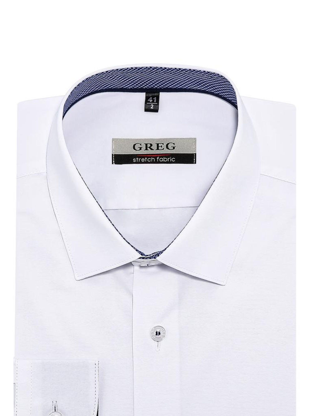 Сорочка GREG Slim fit 100/237/HN/ZV/1p STRETCH "Однотон с отделкой"