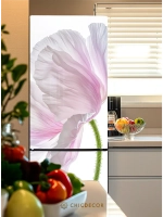 Наклейка интерьерная на холодильник Мак розовый