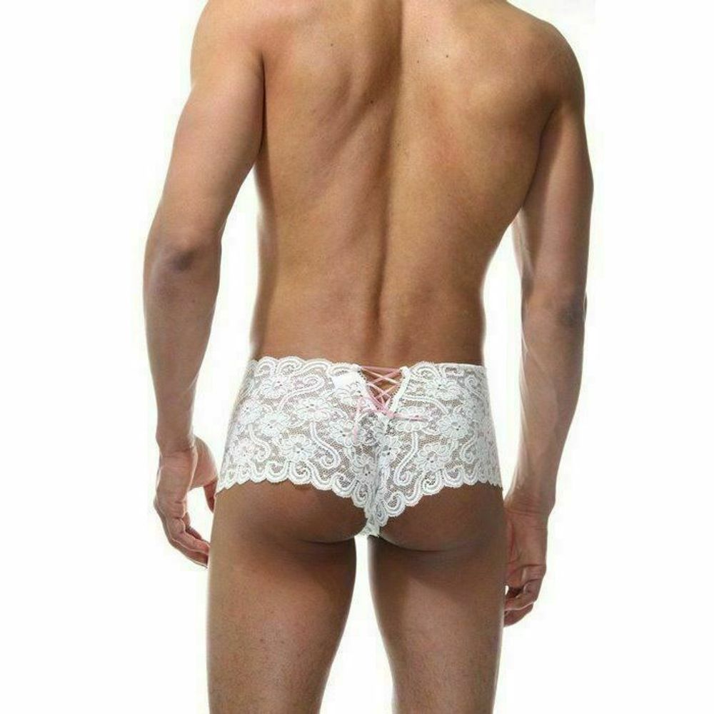 Мужские трусы хипсы белые кружевные La Blinque LB15409