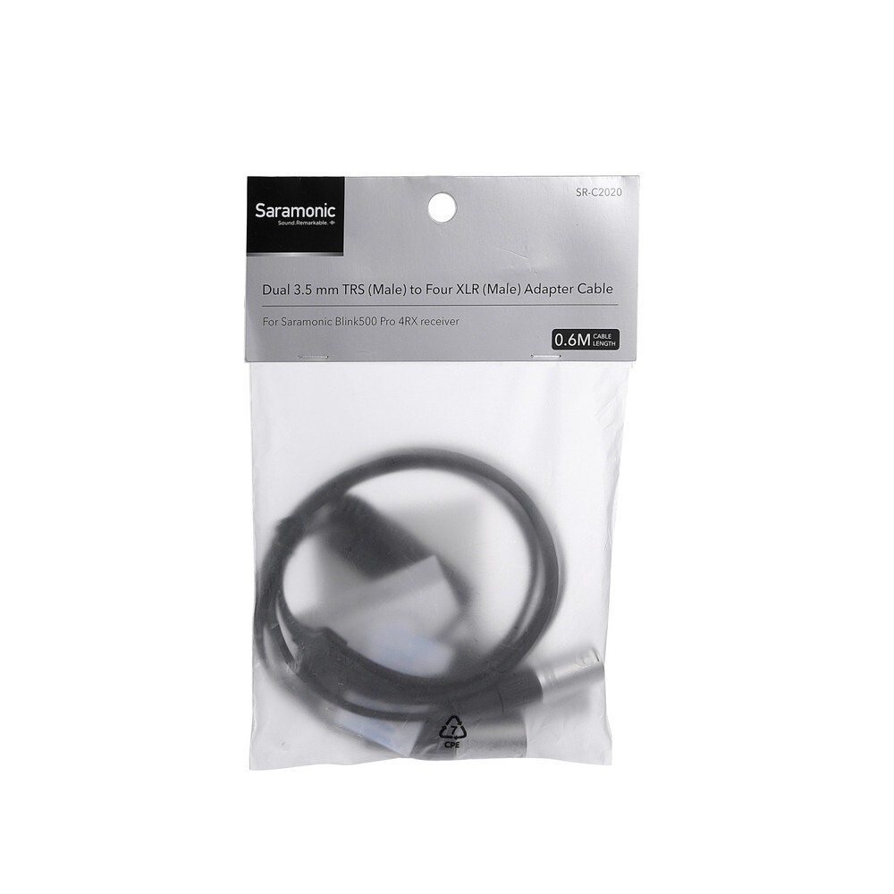 Кабель Saramonic SR-C2020 2x 3.5mm TRS Male to 4x XLR Splitter для двух радиосистем и Blink 500 Pro