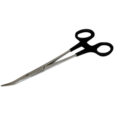 Зажим ( Корцанг ) Загнутый 18см с прорезиненной ручкой N-FTS10