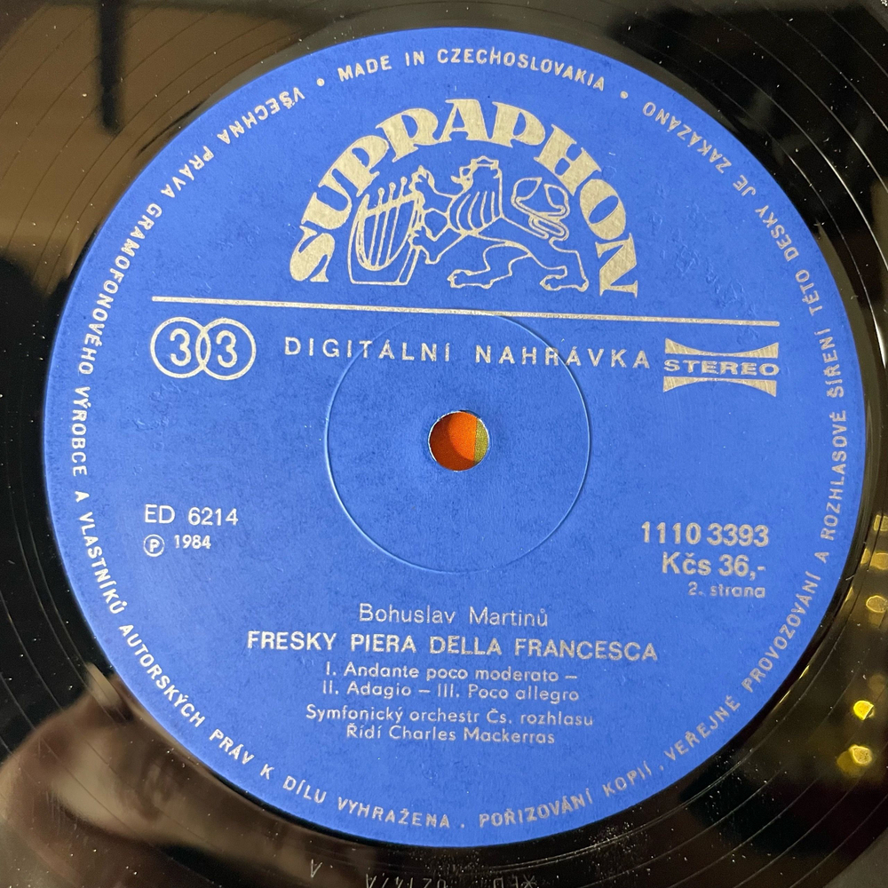 Винтажная виниловая пластинка LP Богуслав Мартину Martinu, Sir Charles Mackerras, Double Concerto, Les Fresques De Piero Della Francesca (Чехословакия 1984)