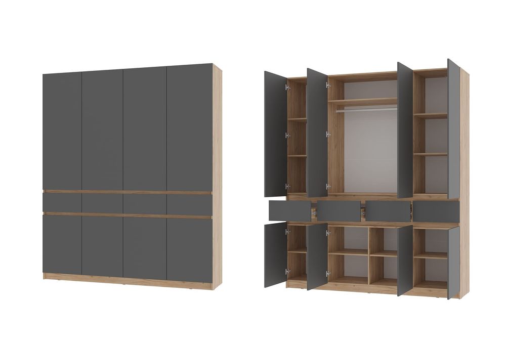 Шкаф 4-х створчатый Багира ШК-13 крафт/графит