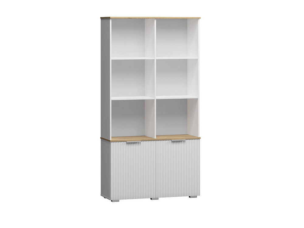 Стеллаж Салерно 2 (МДФ) SF-027 Лотос Белый Снег 8685 BS 98*36*190 см, Белый   Фиеста