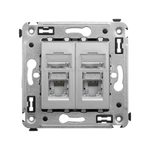 Компьютерная розетка RJ-45 в стену, кат.5e двойная экранированная,"Avanti", "Закаленная сталь"