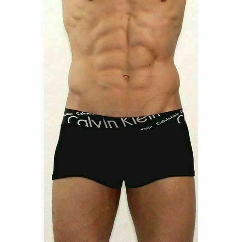 Мужские трусы боксеры черные с черной косой резинкой Calvin Klein Black Waistband Italics Boxer